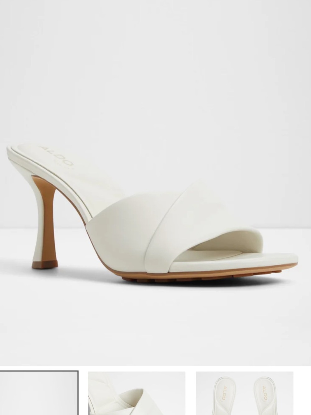 ALDO Lyhanna White Bone Leather Heeled Sandals 3” NIB NEVER WORN
